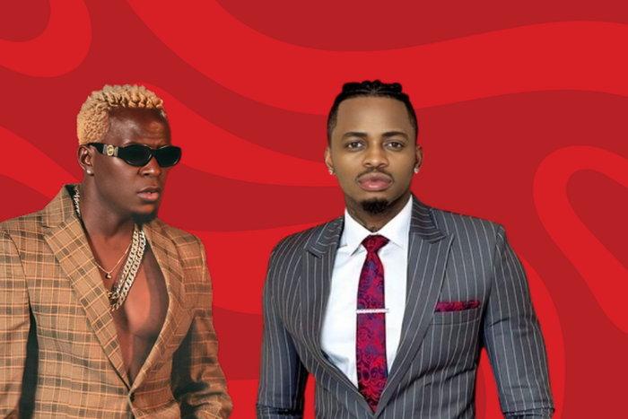 A collage showing Tanzanian singer Diamond Platnumz with Kenyan singer Willy Paul