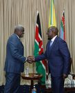 Chairperson of the African Union Commission Moussa Faki with President William Ruto