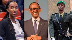 From left: Ange Kagame, President Paul Kagame and Ian Kagame