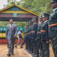CS Kithure Kindiki inspects a guard of honour at Mwea Prison in Kirinyaga County on Monday, May 8, 2023.