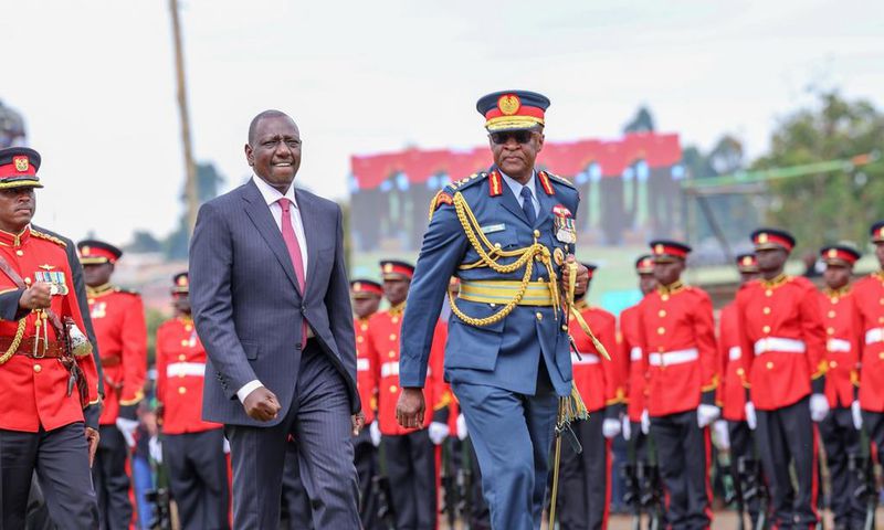 President William Ruto and Chief of Defence Francis Ogolla during Mashujaa celebrations on October 20, 2023