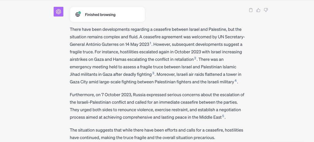 OpenAI's chatbot offered softer responses to questions about the conflict.Insider / OpenAI