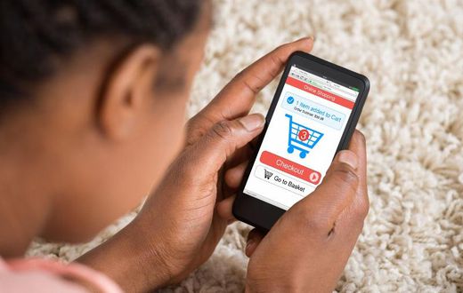 A person shopping for items online