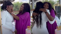 Photo collage showing Shorn Arwa & sister Zainab emotionalas they say goodbye