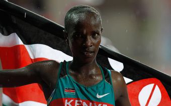 Virginia Nyambura celebrates after winning the 2000m steeplechase at Bishan Stadium of the Singapore 2010 Youth Olympic Games in Singapore, August 23, 2010.