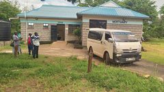 A vehicle which transported the body of Kilome MP Thuddeus Nzambia's brother David Mwina Nzambia who was swept by floods
