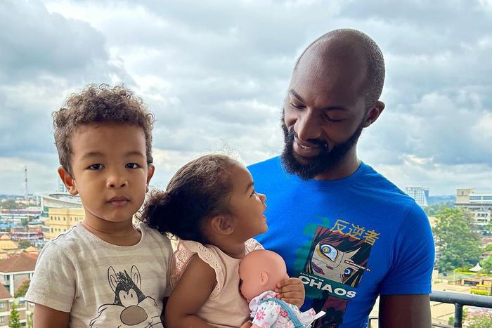 Dennis Ombachi with his son Remy and daughter Sasha
