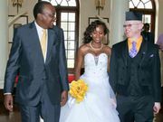 Former President Uhuru Kenyatta,  Isaac Mwaura with his wife Nelius Mukami during their wedding.