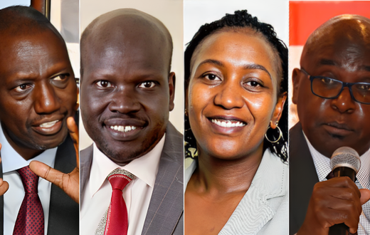 A collage of President William Ruto, Kenya Power CEO Joseph Siror, Hustler Fund Ag. CEO Elizabeth Nkukuu and KRA Commissioner General Humphrey Wattanga