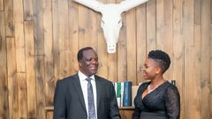 Former Kakamega Governor and ODM Deputy Leader, Wycliffe Oparanya with Mary Biketi