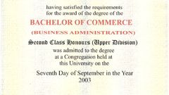 A sample of  a university degree