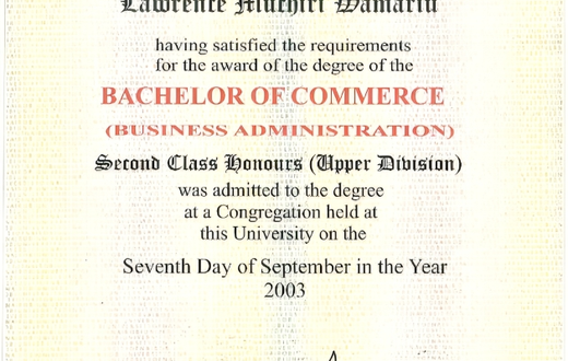 A sample of  a university degree