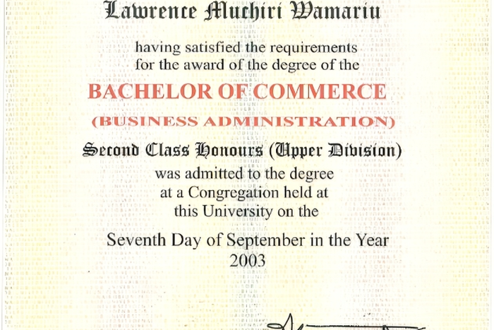 A sample of  a university degree