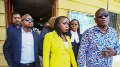 Jacque Maribe and Dennis Itumbi at Milimani High Court in February 2024