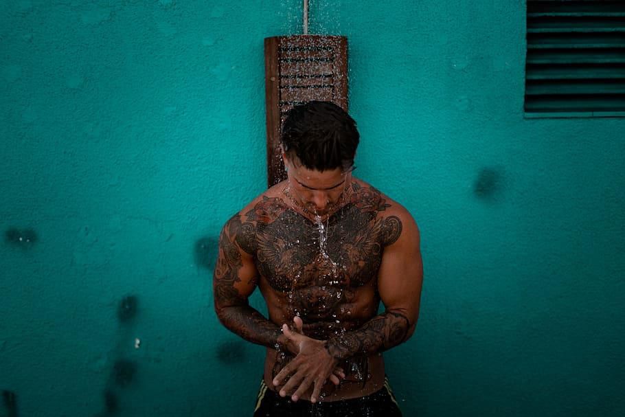 Man taking a shower