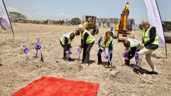 US Ambassador Meg Whitman with UK High Commissioner Jane Marriot during the groundbreaking of a new data centre in Nairobi