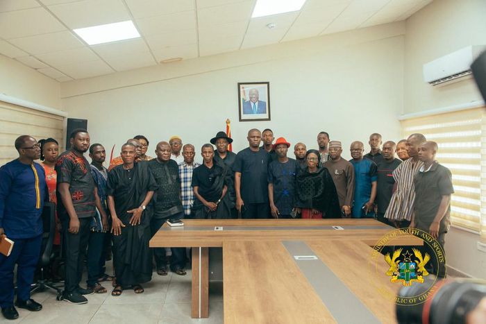 Christian Atsu's family with Minister of Sports