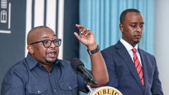 Housing PS Charles Hinga speaking during a media briefing at State House, Nairobi on May 24, 2023