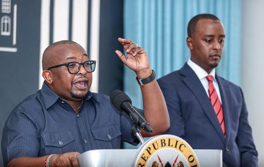 Housing PS Charles Hinga speaking during a media briefing at State House, Nairobi on May 24, 2023