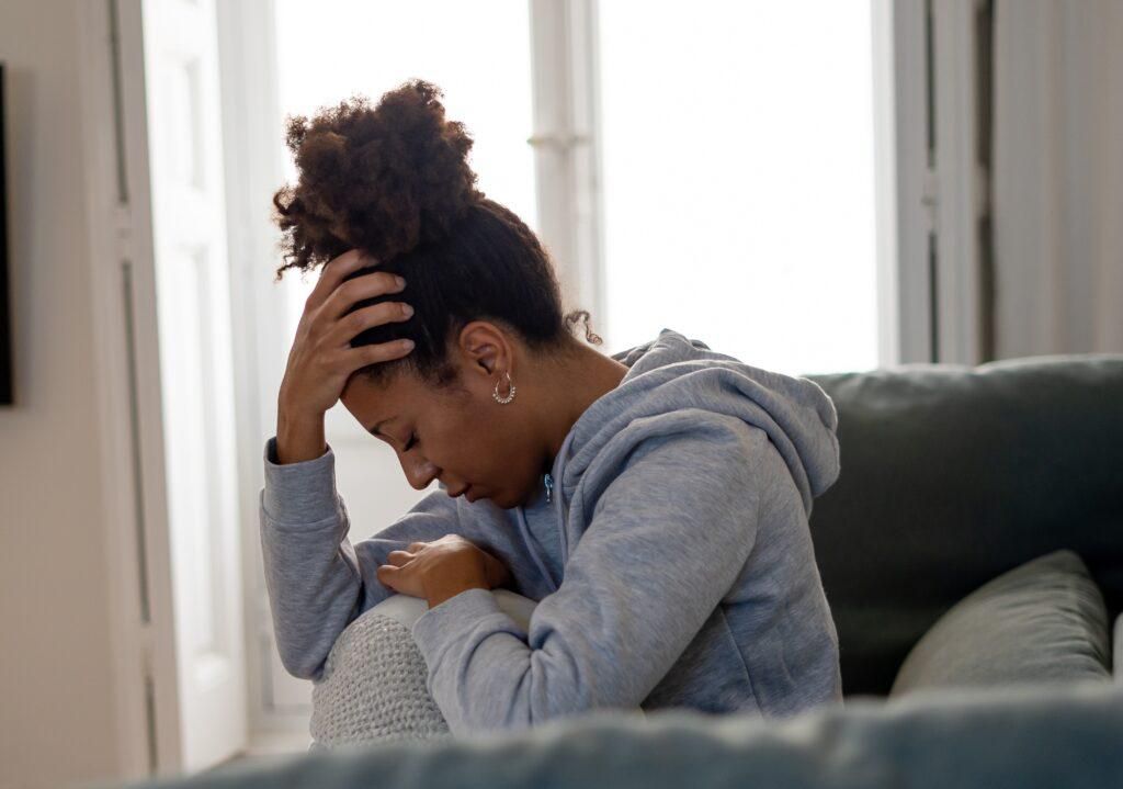 An African woman in distress