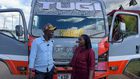 Njugush and Wakavinye with their newly acquired matatu
