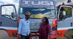 Njugush and Wakavinye with their newly acquired matatu