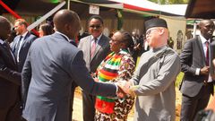 President William Ruto with Government Spokesperson Isaac Mwaura during the 2024 Madaraka Day celebrations