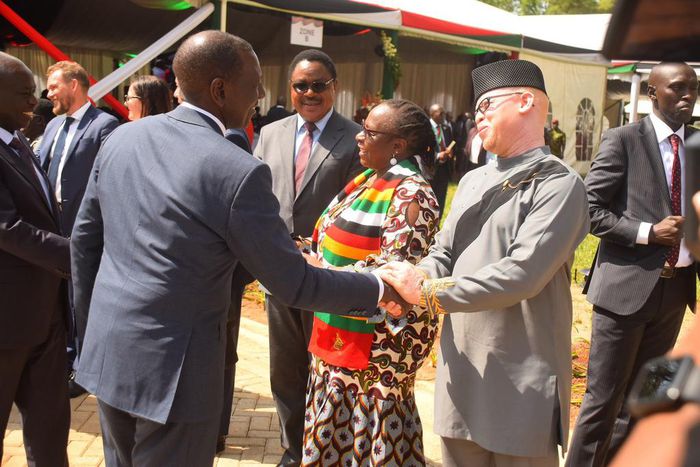 President William Ruto with Government Spokesperson Isaac Mwaura during the 2024 Madaraka Day celebrations