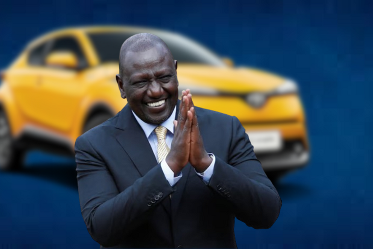 A collage image of President William Ruto & a Toyota CHR Hybrid