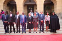The IEBC selection panel during their swearing-in at the Judiciary