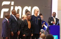 HE Dr William Ruto (far right) unveils the Fingo App as Ecobank's Jeremy Awori and Josesphine Annan, and other dignitaries