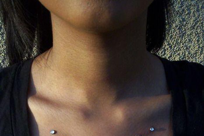 Piercing on the chest