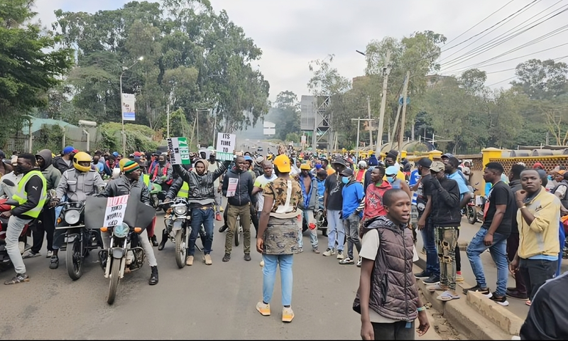 Dozens of pro-government boda boda riders take to Nairobi streets
