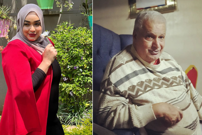 A collage of Zainab Ismail and her late father