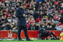 Brendan Rodgers, manager of Leicester City takes notes during the Premier League match between Liverpool vs Leicester City on December 30, 2022.