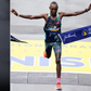 A collage of Eliud Kipchoge and Evans Chebet at the 2023 Boston Marathon on April 17, 2023