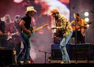 Brad Paisley joins Post Malone for a performance at the Stagecoach Festival, Indio - California in April 2024