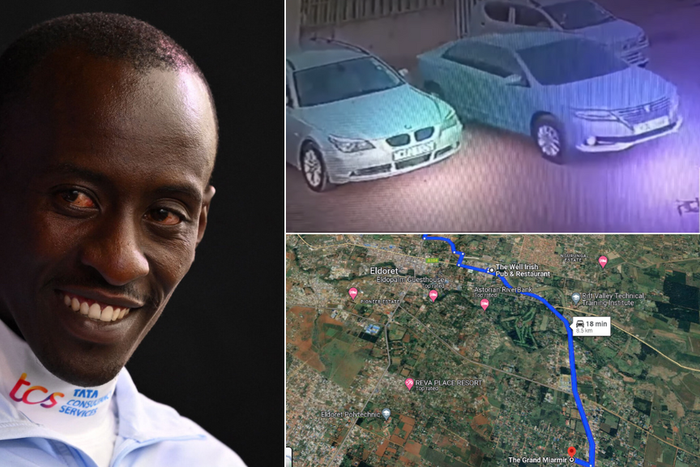 A collage of Kelvin Kiptum and locations he visited before his accident