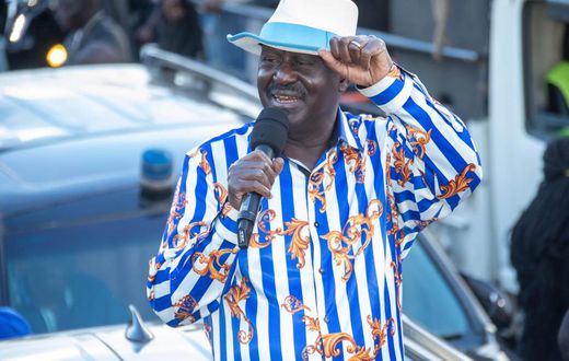 Opposition leader Raila Odinga addressing his supporters in Kiambu on Friday, March 17, 2023