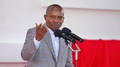 Interior CS Kithure Kindiki speaking during a church service in Kirinyaga County on Sunday, June 4