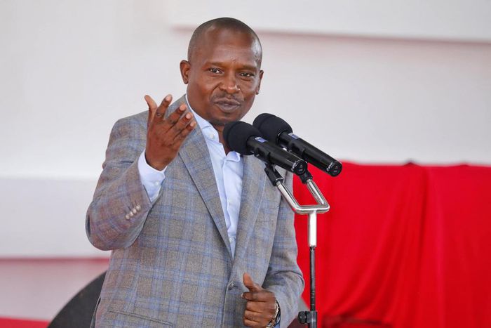 Interior CS Kithure Kindiki speaking during a church service in Kirinyaga County on Sunday, June 4