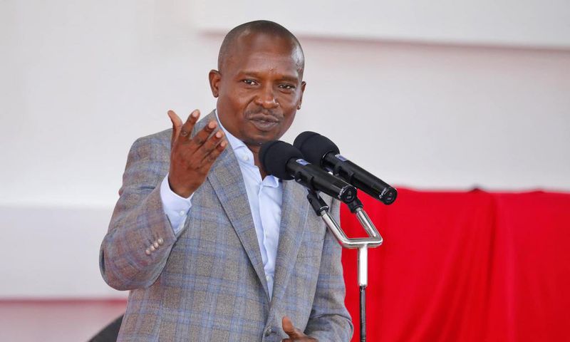 Interior CS Kithure Kindiki speaking during a church service in Kirinyaga County on Sunday, June 4