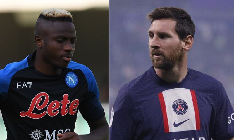 Victor Osimhen (left) and Lionel Messi