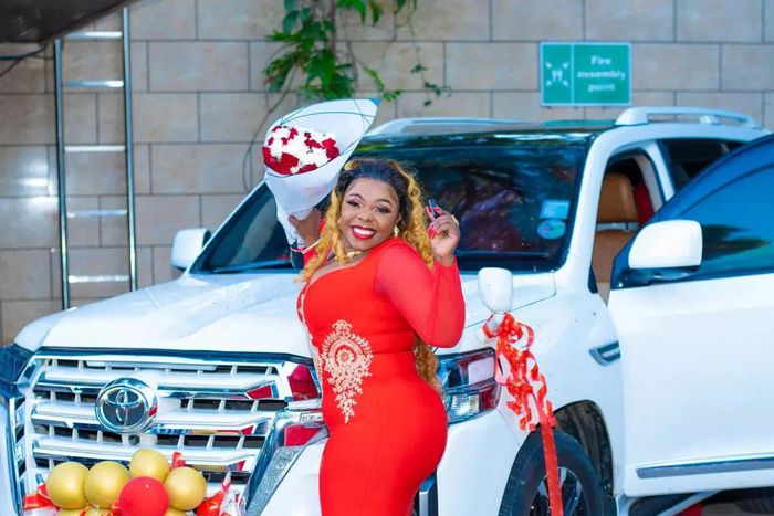 Justina Syokau with her new car