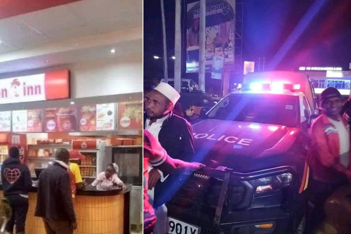 A mob gathered at Chicken Inn Kitengela where a woman was stabbed to death