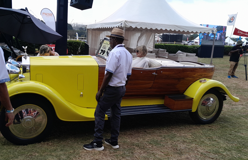 A vehicle is inspected at the Concours d'Elegance