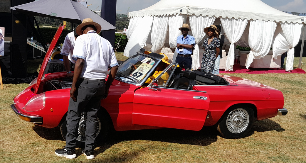 The vehicle's engine is inspected next