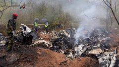 Wreckage of a plane that crashed in Kwale with 11 people on board