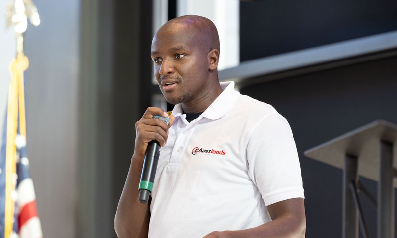 Apexloads founder Charles Thuo at Activate Oklahoma Demo Day in December 2023