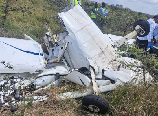 A Cessna aircraft belonging to Ninety-Nines Flying School that crashed in Nairobi